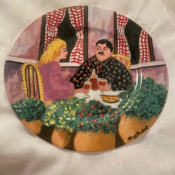 90s Guy Buffet porcelain Plate Williams Sonoma Rendez Vous art GBC Collection - Picture 1 of 8